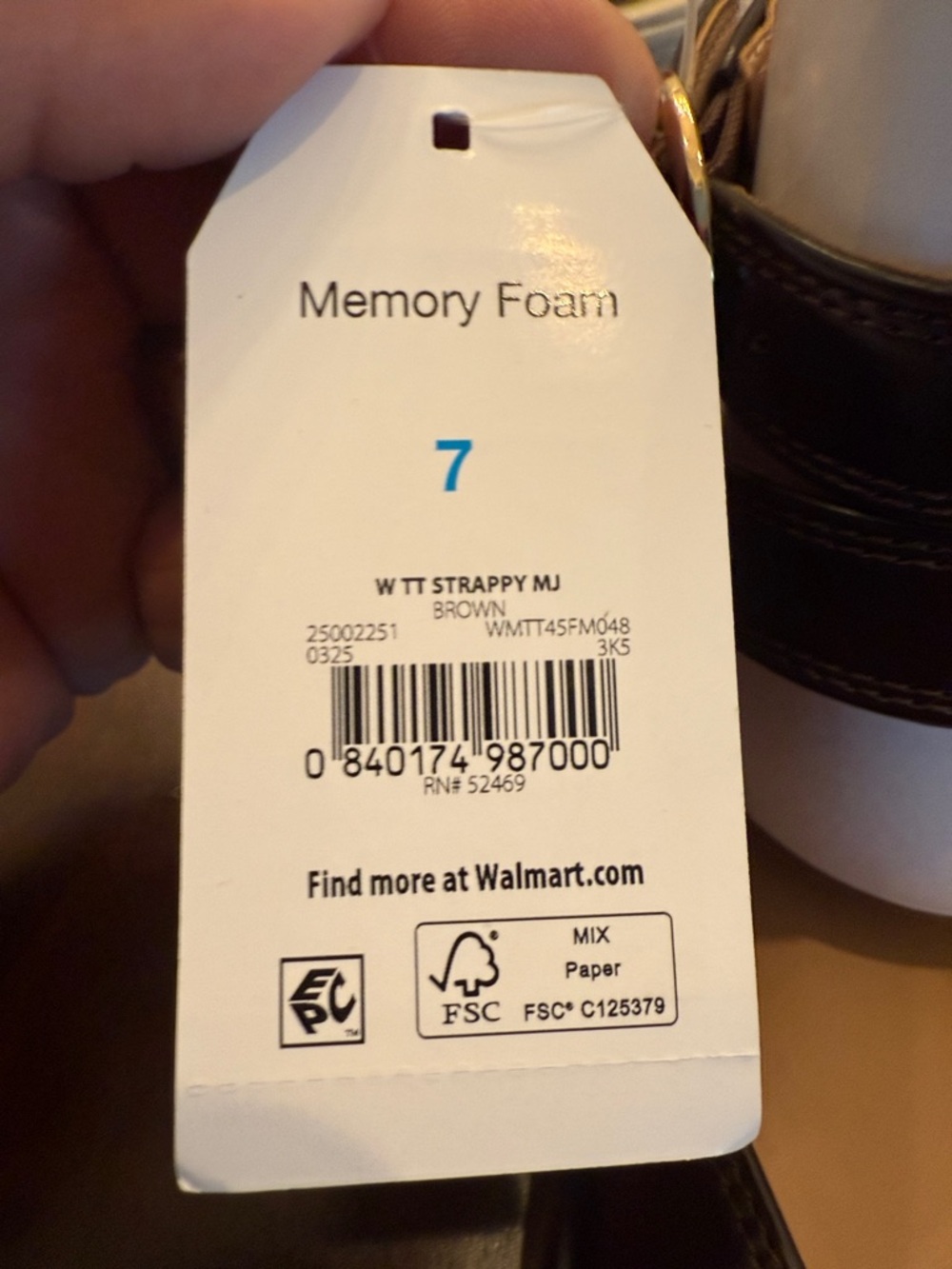 Walmart Memory Foam Strappy Sandal - Brown